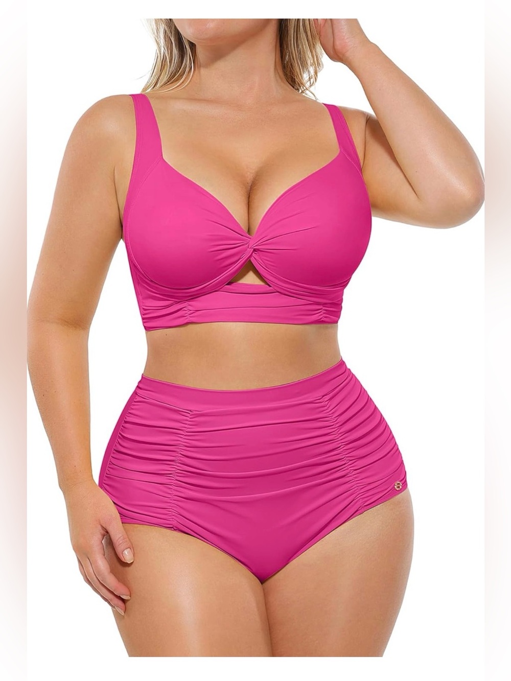 SHAPELLX Pink High-Waisted Bikini Set NWT LARGE